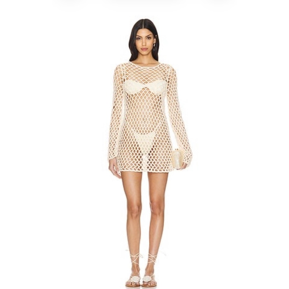 Tularosa Cream Crochet Mini Dress